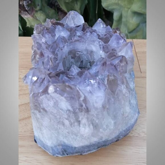 AMETHYST tea light candle, sphere or egg holder stone crystal rock  01 - Picture 4 of 9